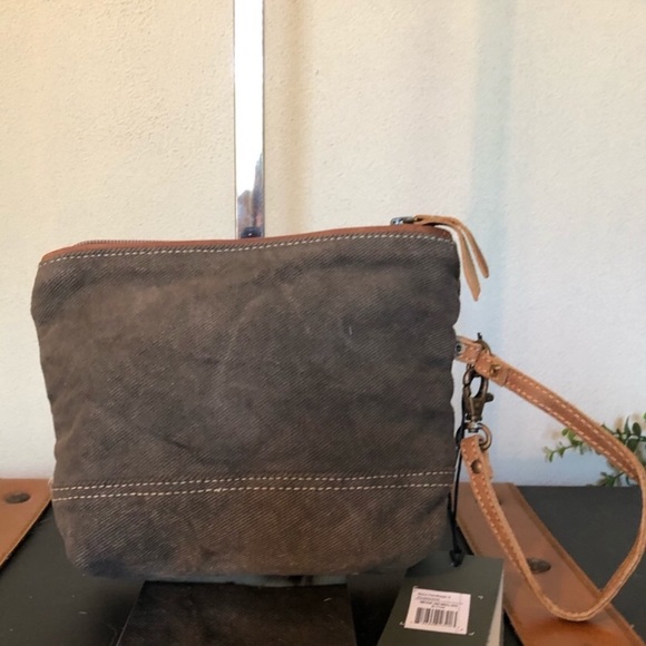 Myra small bag upcycled canvas wristlet NWT Rustic - Picture 5 of 5